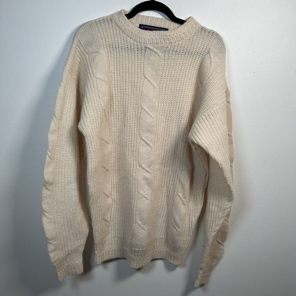 Vintage Ralph Lauren Sweater Fisherman Cable Knit Cream...